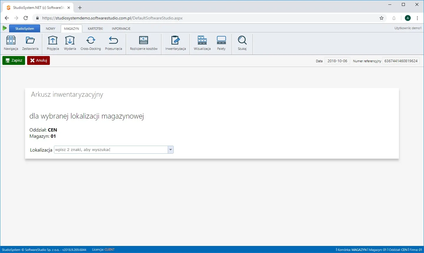 system WMS inwentura wg lokalizacji magazynowej